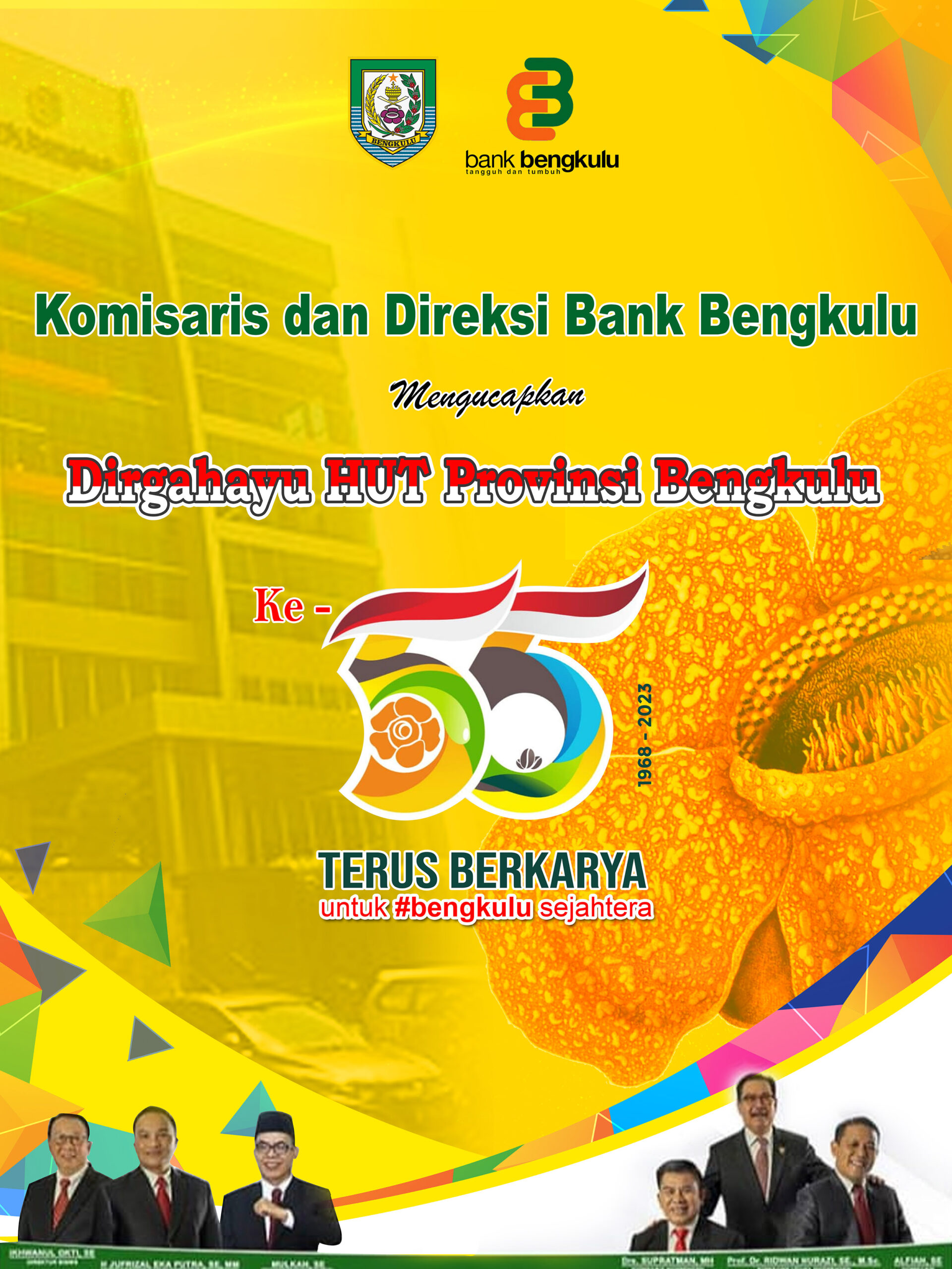 Komisaris dan Direksi Bank Bengkulu Mengucapkan Selamat HUT Provinsi Bengkulu Ke-55