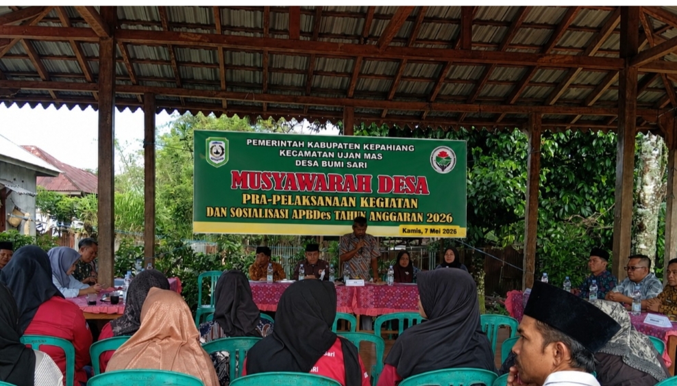 Pemerintah Desa Bumi Sari saat menggelar Musdes Pra-Pelaksanaan Kegiatan Tahun 2026 di Balai Desa